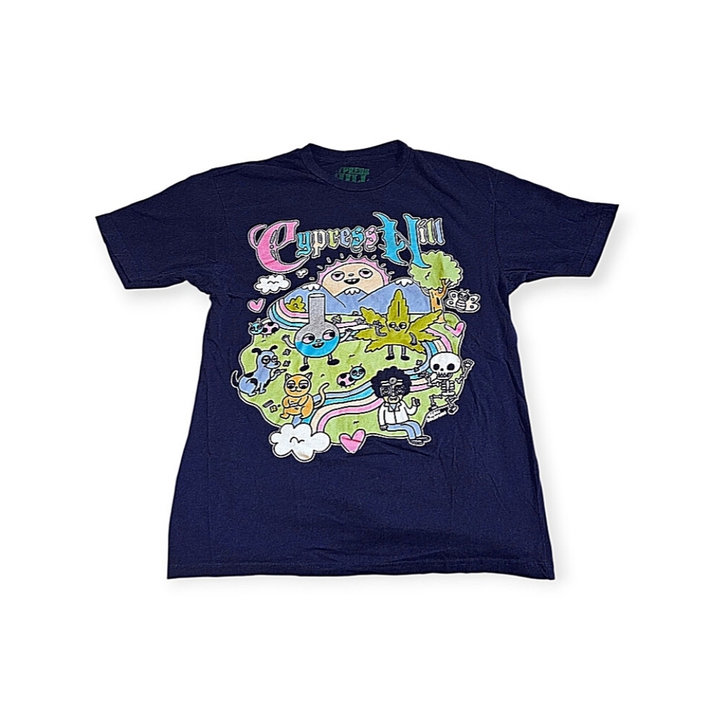 Cypress Hill Concert Graphic Tee Short Sleeve Seattle Bumbershoot Navy Blue Med